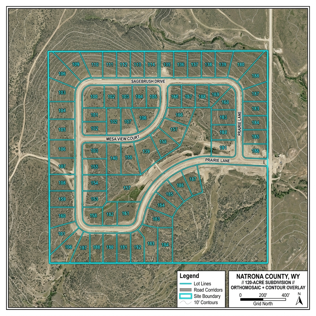 120-Acre Subdivision Drone Mapping Orthomosaic Crop